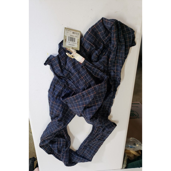 J.A.C.H.S Mens One Size Blue Plaid Cotton Stretch Lizard Lounge Scarves NWT - Picture 1 of 4